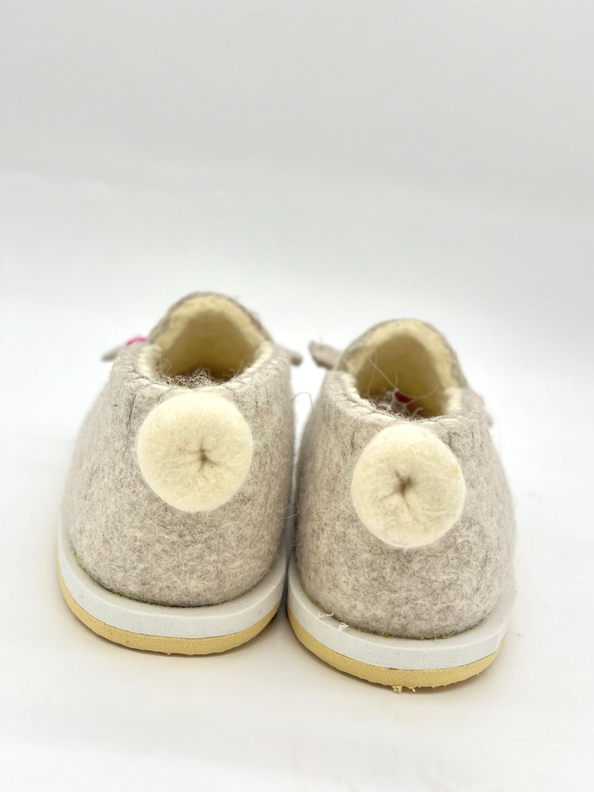 Sheep felt slippers grey - back view
