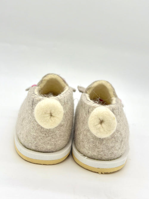 Sheep felt slippers grey - back view